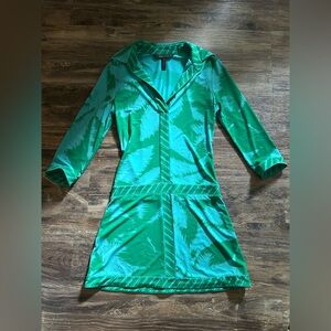 BCBGMaxAzria Teal and Green Patterned Blouse